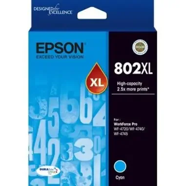 Epson DURABrite Ultra 802XL Original High Yield Inkjet Ink Cartridge – Cyan Pack