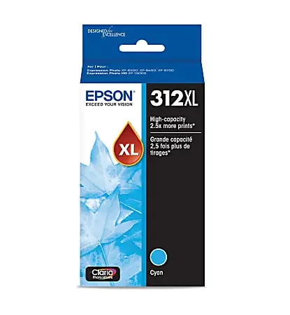Epson® 312XL Claria® Photo Cyan High-Yield Ink Cartridge,T312XL220-S