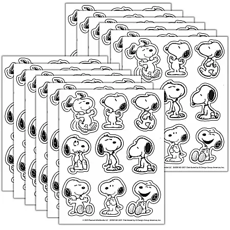 Eureka Giant Stickers, Peanuts Snoopy, 36 Stickers Per Pack, Bundle Of 12 Packs
