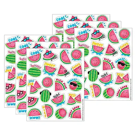 Eureka Scented Stickers, Watermelon, 80 Stickers Per Pack, Set Of 6 Packs