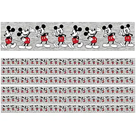 Eureka School Deco Trim, Mickey Mouse Throwback Mickey Poses, 37’ Per Pack, Set Of 6 Packs