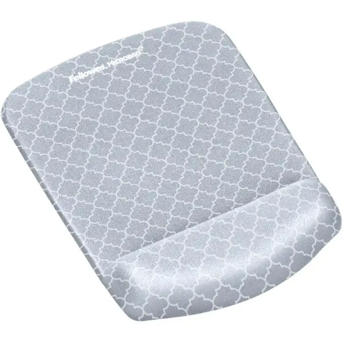 Fellowes PlushTouch™ Mouse Pad Wrist Rest with Microban® – Gray Lattice
