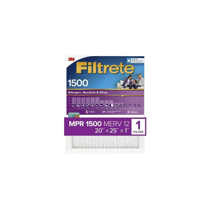 Filtrete 1500 MPR 20 x 25 x 1 Inch Bacteria & Virus Air Filter 4 Pack 2003-4-HR