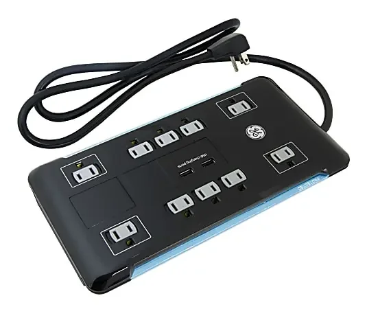GE UltraPro 10-Outlet Surge Protector, 4‘ Cord, Black, 34462