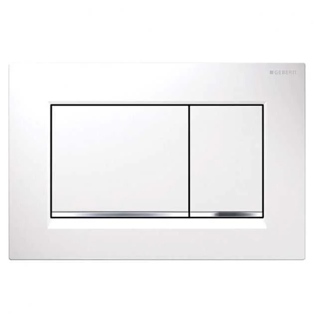 Geberit Sigma30 Modern Dual Flush Plate – White/Gloss Chrome – 115.883