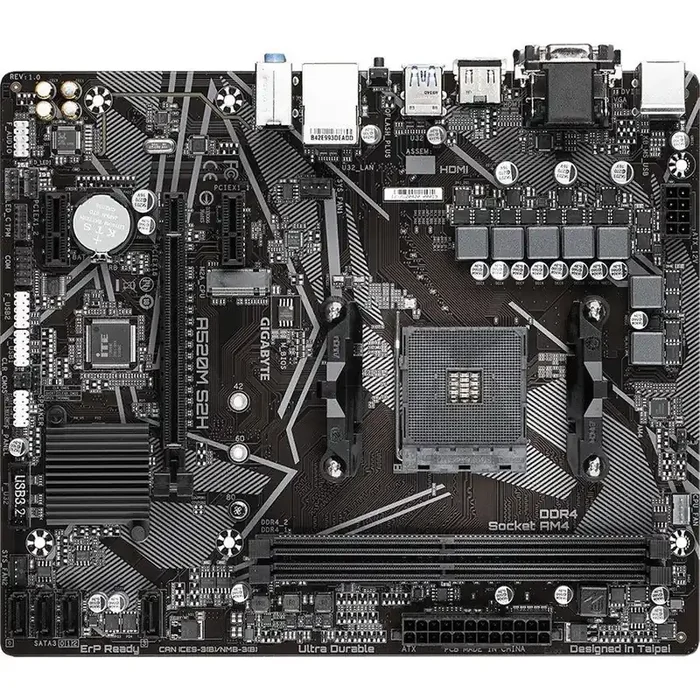 Gigabyte Ultra Durable A520M S2H Desktop Motherboard – AMD A520 Chipset – Socket AM4 – Micro ATX A520MS2H