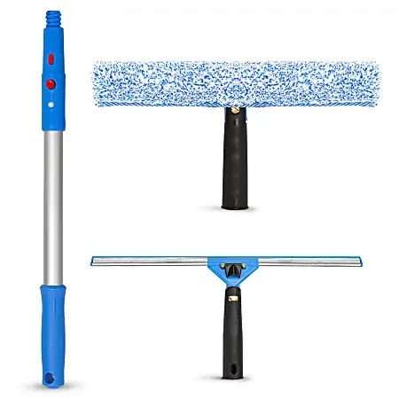 Gritt Commercial Pro Window Washing Kit With Squeegee, Washer And Pole, 14″ Squeegee And Washer/20″ Pole, Multicolor, Pack Of 2 Kits