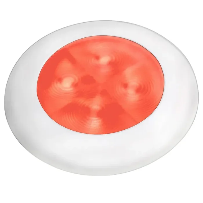 Hella Marine Red LED Round Courtesy Lamp – White Bezel – 24V