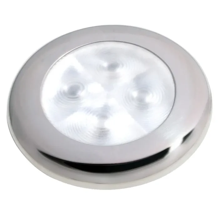 Hella Marine Slim Line LED ‘Enhanced Brightness‘ Round Courtesy Lamp – White LED – Stainless Steel Bezel – 12V