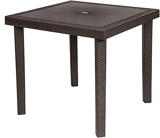 Inval Square Plastic Outdoor Patio Dining Table, 29-5/16″H x 31-1/2″W x 31-1/4″D, Espresso