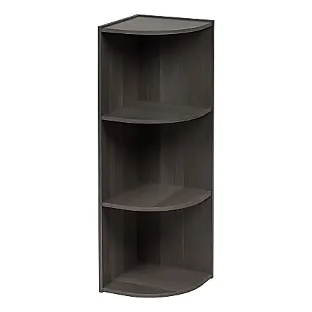 IRIS 35″H Curved 3-Shelf Corner Bookcase, Gray