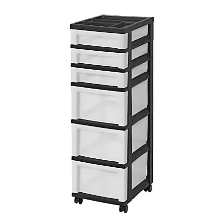 Iris Mini Chest, 6 Drawers, 67 Qt, Black