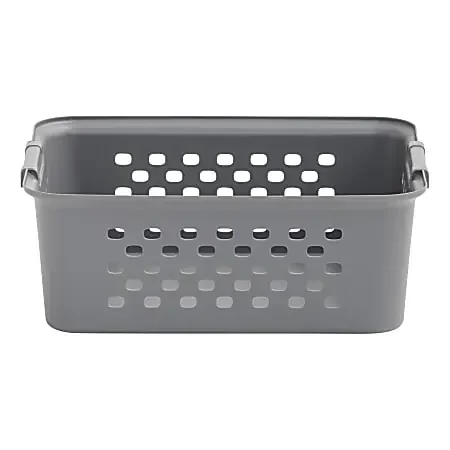 Iris® Plastic Storage Baskets, Medium, 10-1/4”H x 12-7/16”W x 14-13/16”D, Gray, Set Of 4 Baskets