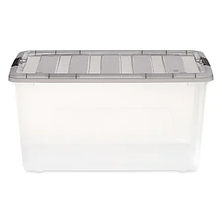 Iris® Stack & Pull™ Storage Boxes, 18 Gallon, Clear/Gray, Set Of 3 Boxes