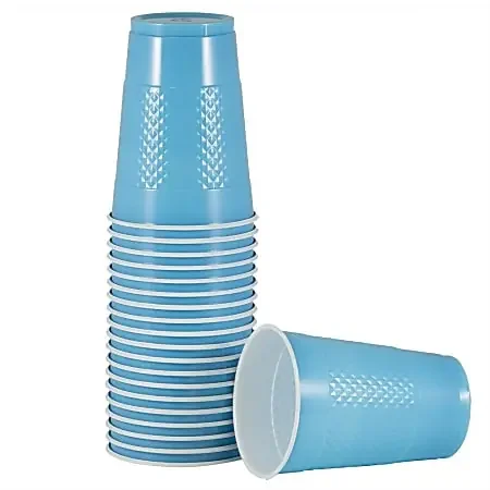 JAM PAPER Plastic Party Cups, 16 oz, Sea Blue, 20 Glasses/Pack