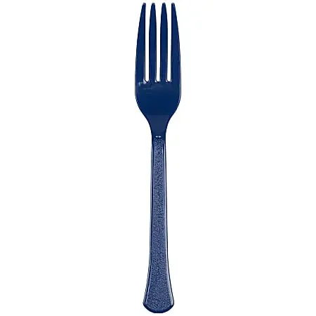 JAM PAPER Premium Utensils Party Pack, Plastic Forks, Navy Blue, 48 Disposable Forks/Pack
