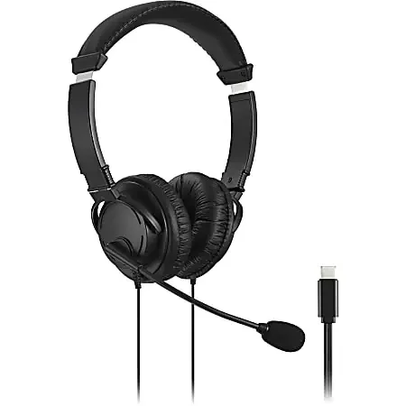 Kensington Classic USB-C Headset with Mic – Stereo – USB Type C – Wired – Over-the-head – Binaural – Circumaural – K97457WW