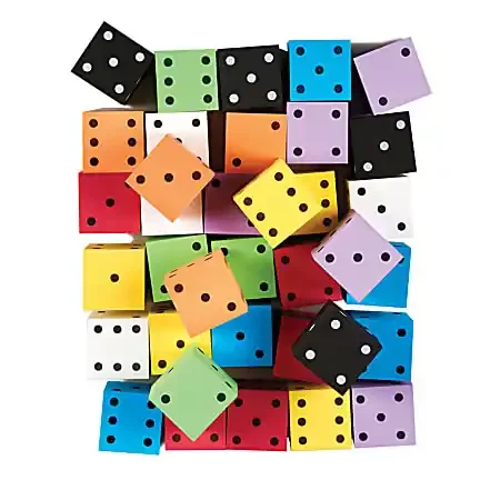Koplow Games Foam Spot Dice, 2″, Assorted Colors, Bag Of 36