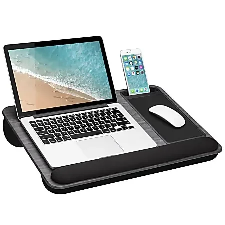 LapGear® Home Office Pro Lap Desk, 21.1” x 14” x 2.6”, Gray Woodgrain