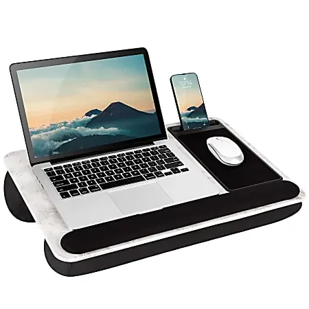 LapGear XL Deluxe Home Office Lap Desk, 21-1/8″ x 14″ x 2-5/8″, White Marble