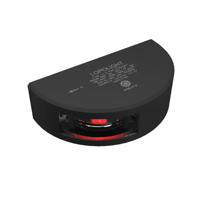 Lopolight Series 301-002 – Port Sidelight – 2NM – Vertical Mount – Red – Black Housing