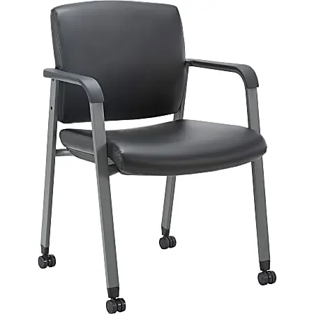 Lorell Healthcare Upholstery Guest Chair with Casters – Vinyl Seat Material – Vinyl Back Material – Steel Frame Material – 30951