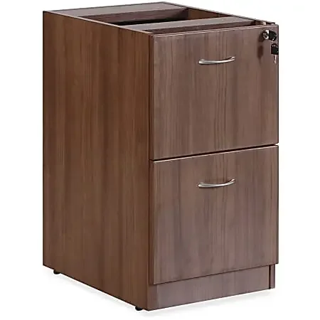 Lorell® Essentials 16″W Vertical 2-Drawer Fixed Pedestal File Cabinet For Computer Desk, Walnut