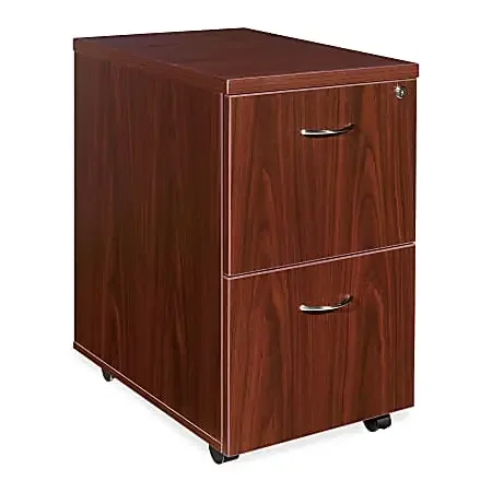 Lorell® Essentials 22″D Vertical 2-Drawer Mobile Pedestal File Cabinet, Mahogany