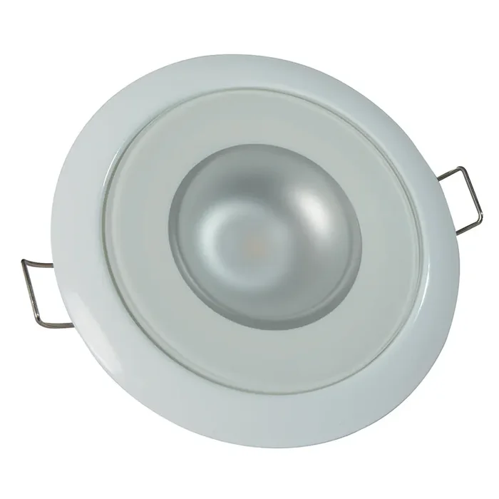 Lumitec Mirage – Flush Mount Down Light – Glass Finish/White Bezel – 3-Color Red/Blue Non-Dimming w/White Dimming