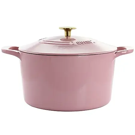 Martha Stewart 7-Quart Enameled Cast Iron Dutch Oven With Lid, Pink