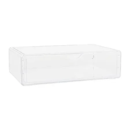 Martha Stewart Brody Plastic Stackable Office Desktop Organizer Box With Drawer, 2″H x 7-3/4″W x 12-3/4″D, Clear