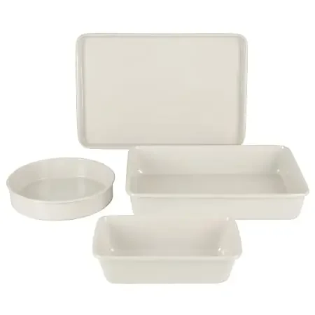Martha Stewart Everyday Color Bake 4-Piece Carbon Steel Nonstick Bakeware Set, Linen