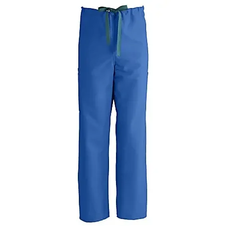 Medline ComfortEase™ Unisex Regular Non-Reversible Drawstring Cargo Scrub Pants, Medium, Royal Blue