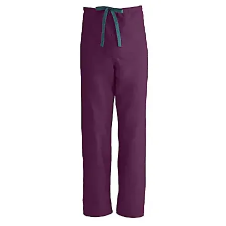 Medline ComfortEase™ Unisex Reversible Drawstring Scrub Pants, Medium, Wine
