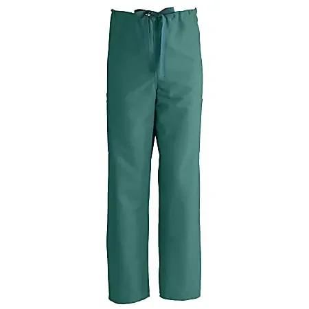 Medline ComfortEase™ Unisex Tall Non-Reversible Drawstring Cargo Scrub Pants, Medium, Evergreen