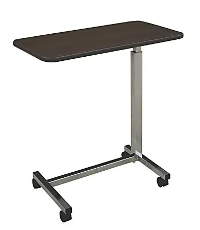 Medline Economy Overbed Table, 4 5/8″ x 18 1/8″ x 32 1/2″, Walnut