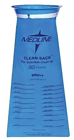 Medline Emesis Bags, Clean Sack, 2 1/8″ x 2 1/8″ x 2 1/8″, Blue, 24 Bags Per Pack, Case Of 6 Packs