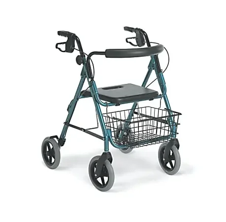 Medline Guardian Deluxe Aluminum Rollator, 8″ Wheels, Blue