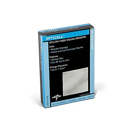 Medline Opticell Gelling Fiber Wound Dressings, 2″ x 2″, White, Pack Of 10