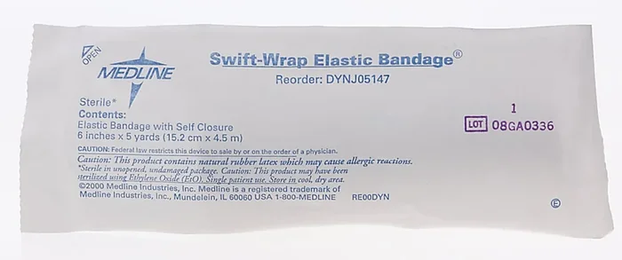 Medline Swift-Wrap Sterile Elastic Bandages, 6″ x 5 Yd., White, Pack Of 20