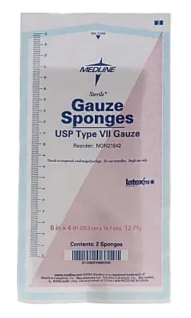Medline Woven Sterile Gauze Sponges, 8″ x 4″, White, Pack Of 1,000