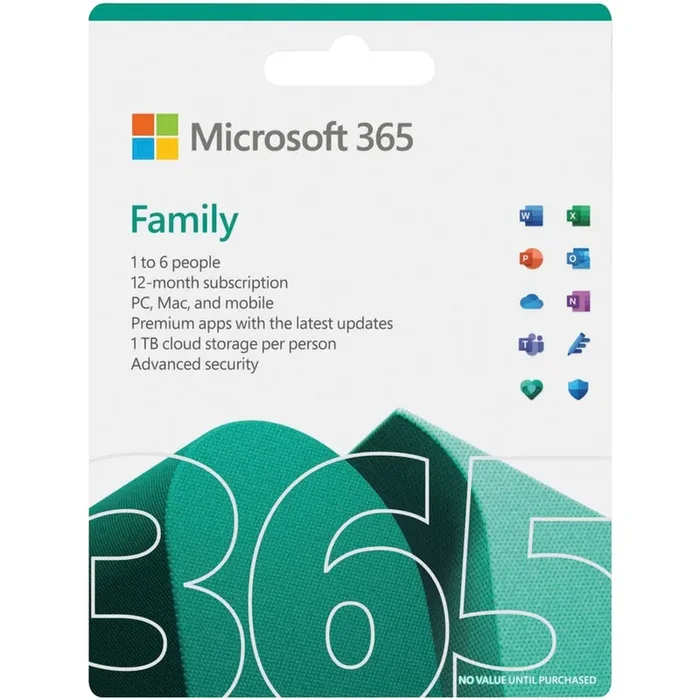 Microsoft 365 Family – Box Pack – Up to 6 People – 1 Year
