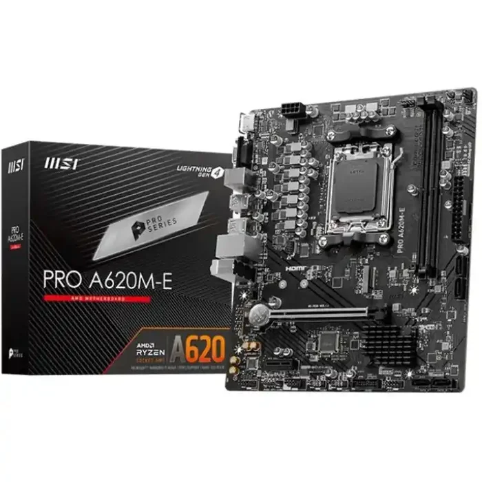 MSI Pro PRO A620M-E Gaming Desktop Motherboard – AMD A620 Chipset – Socket AM5 – Micro ATX