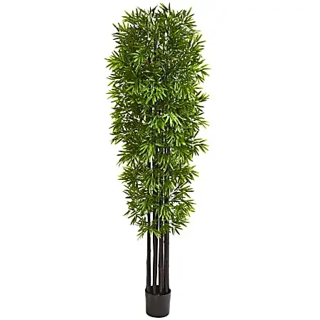 Nearly Natural Bamboo 84”H Artificial Tree With Planter, 84”H x 24”W x 24”D, Green/Black
