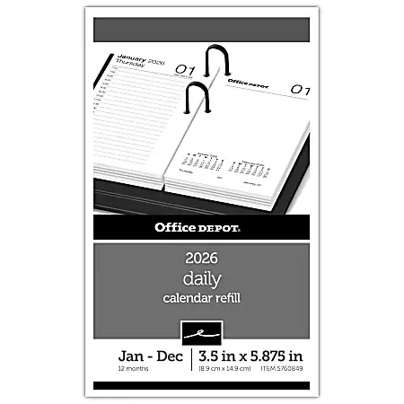 Office Depot Brand Daily Desk Calendar Refill, 3 1/2″ x 6″, White, January 2026 to December 2026, SP717D5026