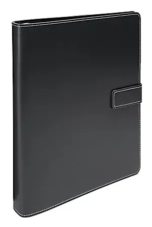 Office Depot® Brand Classic Style Magnetic Strap 3-Ring Binder, 1-1/2″ Round Rings, Black