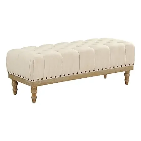 Office Star Abigail Wood Bench, Linen/Brushed