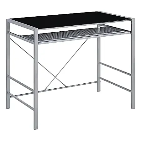 Office Star™ Zephyr 36″W Computer Desk, Silver/Black