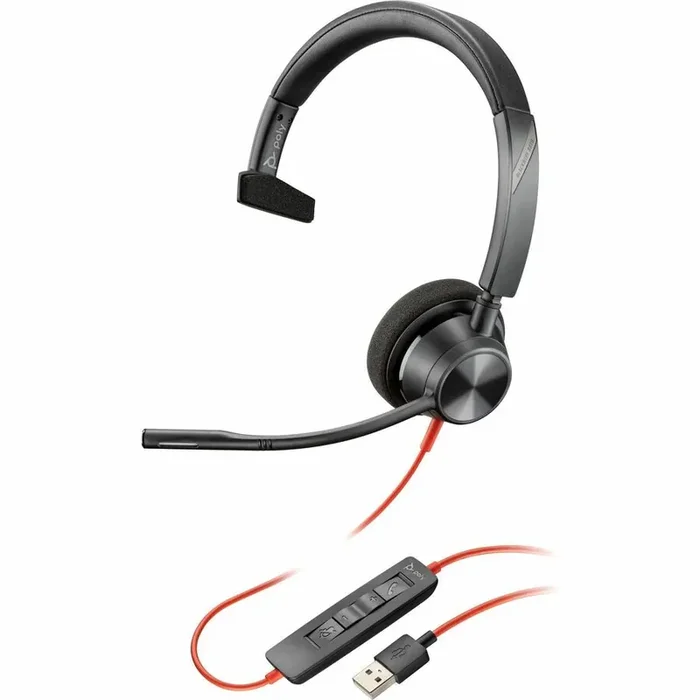 Poly Blackwire 3315 Headset – Mono – USB Type A, Mini-phone (3.5mm) – Wired – 32 Ohm –
