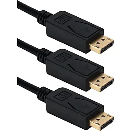 QVS DisplayPort Digital A/V UltraHD 4K Black Cable With Latches, 10‘, Pack Of 3